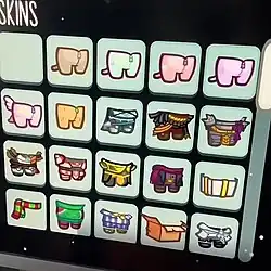 Skins selection in the game