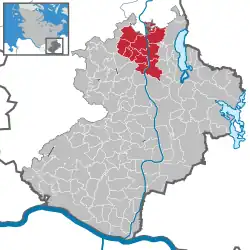 Map of Lauenburg highlighting Berkenthin
