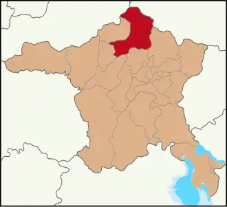 Map showing Kızılcahamam District in Ankara Province