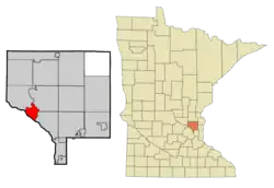 Location of Anoka in Anoka County, Minnesota