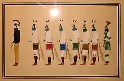 Yei'bichai Dances, by Apie Begay (Navajo), watercolor on paper, 19th century, collection of the Fred Jones Jr. Museum of Art