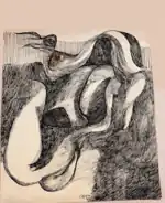 Ink drawing "Contours of Solitude" created in 1980