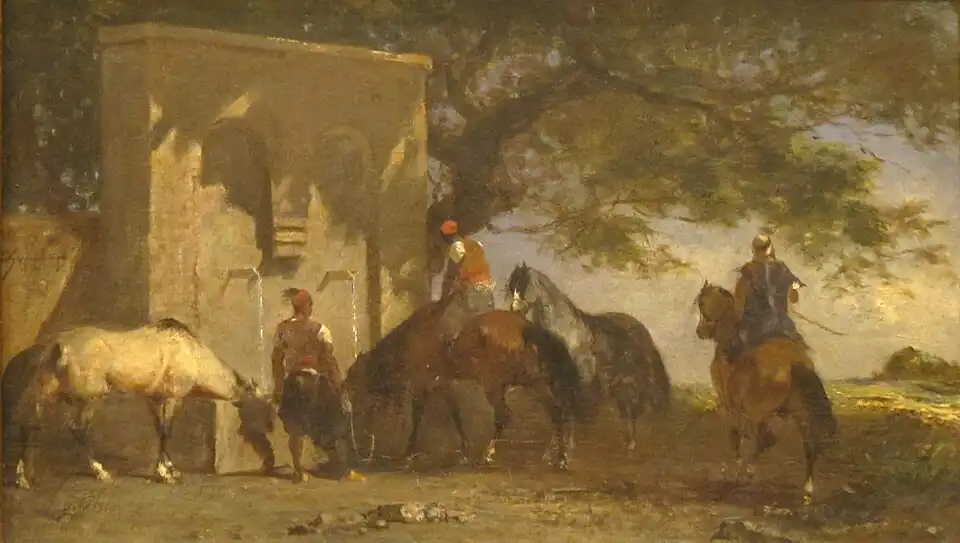 Arabs Watering Their Horses, ca. 1850