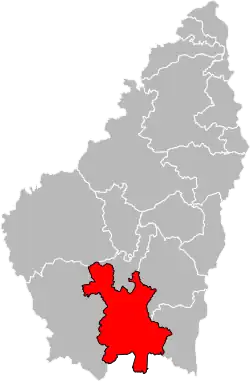 Situation of the canton of Vallon-Pont-d'Arc in the department of Ardèche