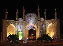 Historical entrance to the Semnan Citadel at night