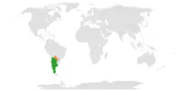 Map indicating locations of Argentina and Paraguay