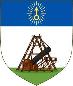 Arms of William Herschel (1738–1822), an example of debased heraldry, including the non-heraldic complex feature of his Herschelian telescope