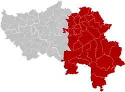 Location of the arrondissement in Liège