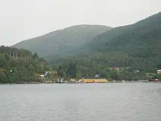 A fjord with hills beyond