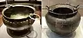 Bronze cauldrons. Left Cabárceno, Spain. Right Chiseldon, England.[13][14]