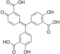 Skeletal formula of aurintricarboxylic acid