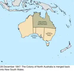 Map of British claims to Australia; for details, refer to adjacent text