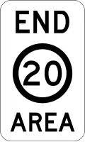 (R4-11) End of 20&nbsp;km/h Speed Limit Zone Area
