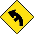 (W2-10) Side road intersection from left on a curve to left
