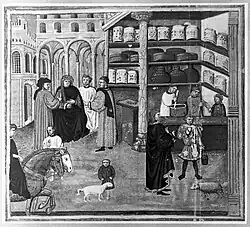 Image 50Ibn Sina teaching the use of drugs. 15th-century Great Canon of Avicenna (from Science in the medieval Islamic world)