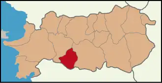 Map showing Karpuzlu District in Aydın Province