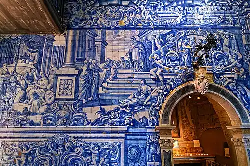 interiors azulejos of Remedios chapel in Peniche, Portugal