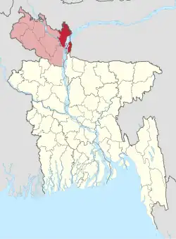 Location of Kurigram District in Bangladesh