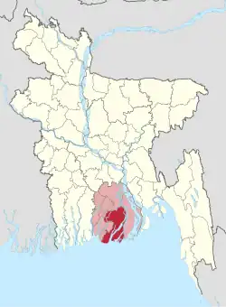 Location of Patuakhali in Bangladesh