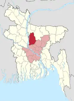 Location of Tangail District in Bangladesh
