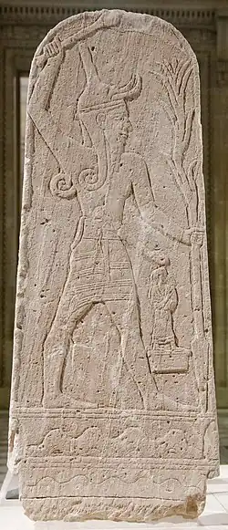 Baal with Thunderbolt (c. 14th century BC), an Ugaritic stele from Syria
