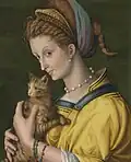 Portrait of a young lady holding a cat