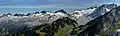 Perdition Peak centered with Backbone Ridge to left and Dorado Needle in upper right. This view looking north from Hidden Lake Peaks.