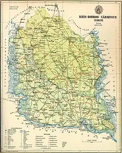 Detailed map of Bács-Bodrog County