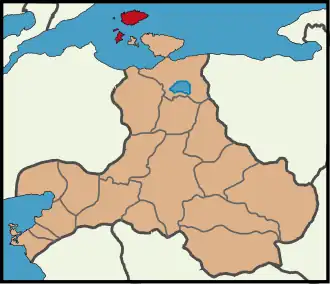 Map showing Marmara District in Balıkesir Province