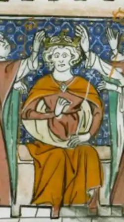13th-century depiction of Baldwin at his coronation