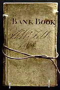 Bank account book, issued by Petty and Postlethwaite for use in Cumbria, UK. 1st entry 1831, last entry in 1870. On display at the British Museum in London.