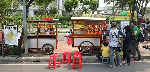 Cart hawkers selling Indonesian cuisine in Jakarta, Indonesia
