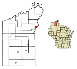 Location of Washburn in Bayfield County, Wisconsin.