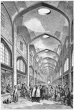 Bazaar of Shiraz as seen by Jane Dieulafoy in 1881.