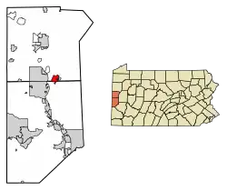 Location of Ellwood City in Beaver County, Pennsylvania.