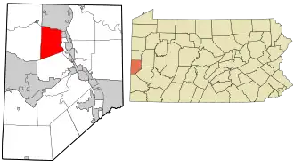Location in Beaver County and state of Pennsylvania