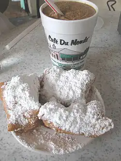 American-style beignets with powdered sugar