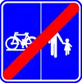 F101b: End of a road or part of a road reserved for pedestrians, cyclists horse riders and drivers of speed pedelecs with segregation