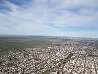 Aerial photo of Berisso Partido, the eastern corner of La Plata City and Villa Elvira, in Buenos Aires Province, Argentina.
