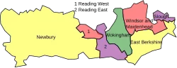Map of parliamentary constituencies in Berkshire 1983–1997