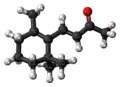 Ball-and-stick model of the beta-ionone molecule