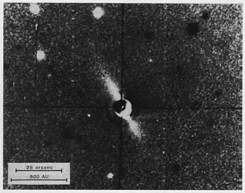 Beta Pictoris protoplanetary disc, imaged by Smith and Terrile in 1984