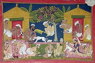 Bhang eaters in India c. 1790. Bhang is an edible preparation of cannabis native to the Indian subcontinent. It was used by Hindus in food and drink as early as 1000 BCE.[32]