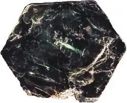 Biotite crystal exhibiting pseudohexagonal shape.