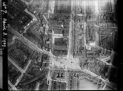 B&W photo of Sloane Square from the air