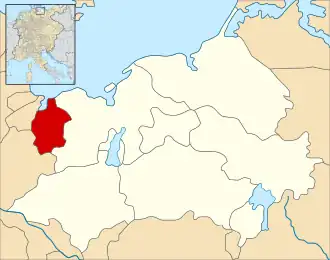 The Prince-Bishopric of Ratzeburg shown within Mecklenburg c. 1250