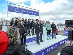 Women's Blues race coin toss