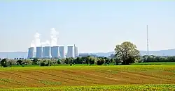 nuclear power plant's cooling chimneys in Jaslovské Bohunice