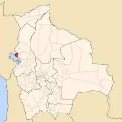 Location of Eliodoro Camacho Province within Bolivia