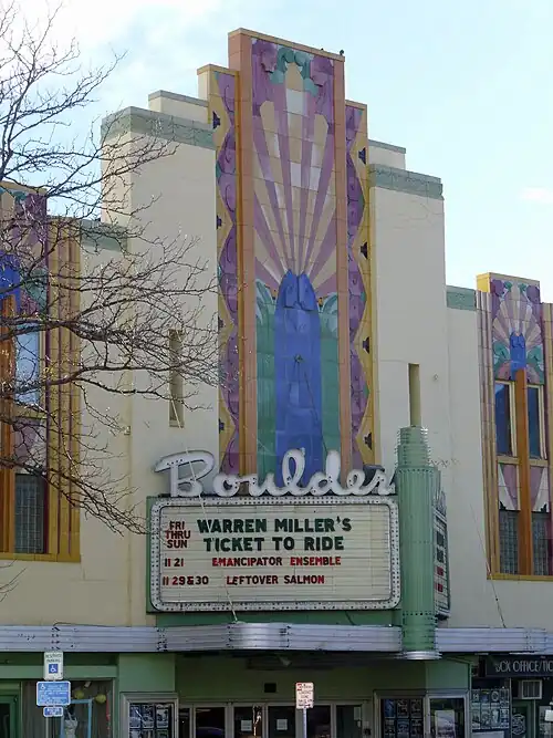 Boulder Theater, with its characteristic art-deco design